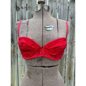 Vintage 90's The Loveable Co. Red Lace Underwire Bra Size 36C